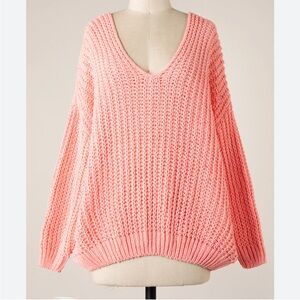 Miracle Light Pink V-Neck Chenille Sweater